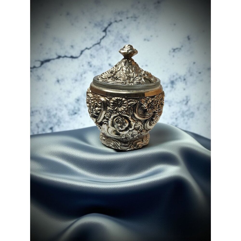 vintage harrison fisher silver tone sugar/jam jar.